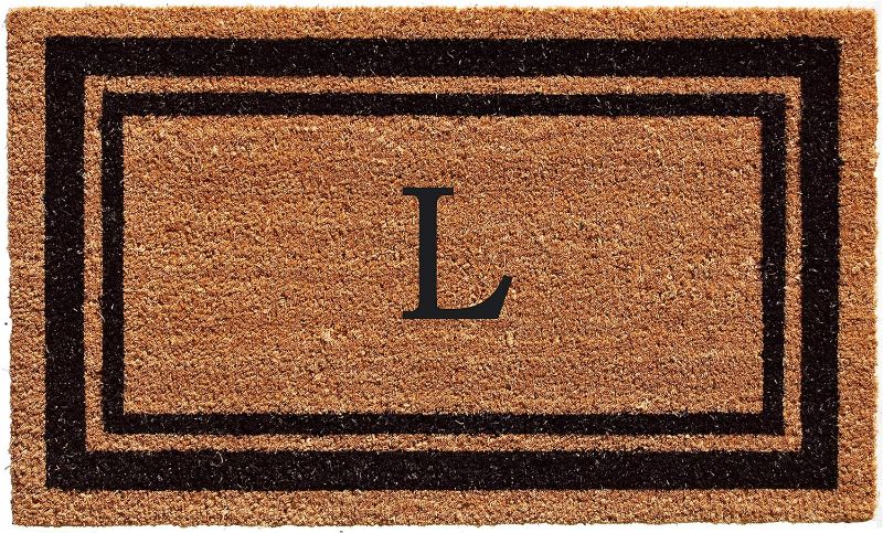 Photo 1 of Calloway Mills 152961830L Black Border 18" x 30" Monogram Doormat, (Letter L)