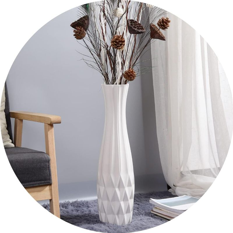 Photo 1 of Ceramic Tall Floor Vase, GDSZJLJ 24" White Large Flower Vase Decorative Vases for Living Room Modern Home Decor Office Bedroom Kitchen Wedding House Décor