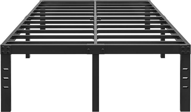 Photo 1 of 18-Inch-California-King-Bed-Frames, Metal Platform Cal-King-Bed-Frame No Box Spring Needed, Easy Assembly, Heavy Duty Mattress Foundation, No Noise, Black
