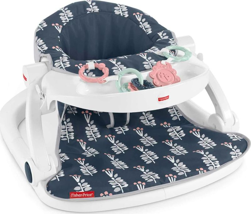 Photo 1 of Fisher-Price Baby Portable Baby Chair Sit-Me-Up Floor Seat With Snack Tray And Developmental Toys, Navy Garden