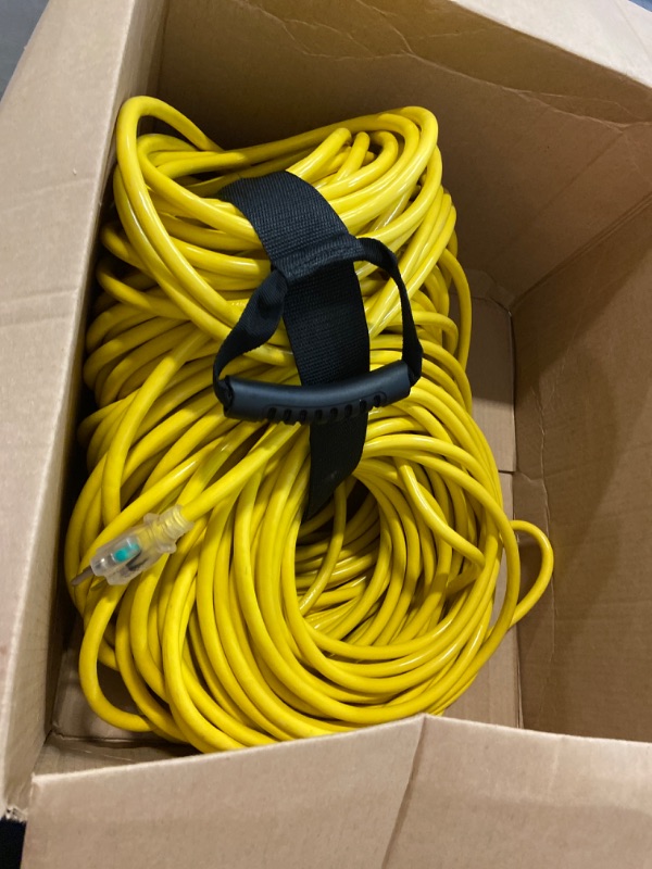 Photo 2 of 14/3 Gauge Yellow Outdoor Extension Cord 200 ft Waterproof with Lighted Indicator, Cold Weatherproof -40°C, Flexible 3 Prong Extension Cord Outside,13A 1625W 14AWG SJTW, ETL Listed