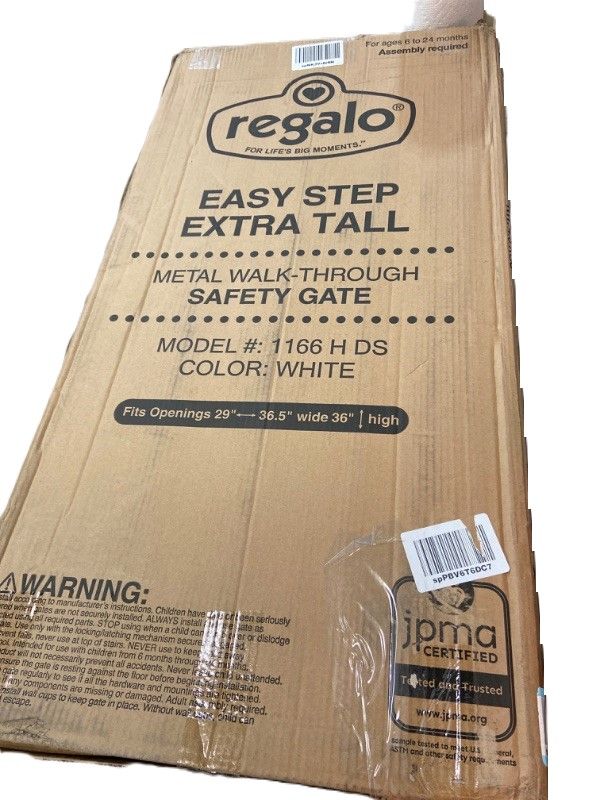 Photo 2 of Regalo Easy Step 36" Extra Tall Walk Thru Baby Gate, Includes 4-Inch Extension Kit, 4 Pack of Pressure Mount Kit and 4 Pack Wall Cups and Mounting Kit, Pack of 1