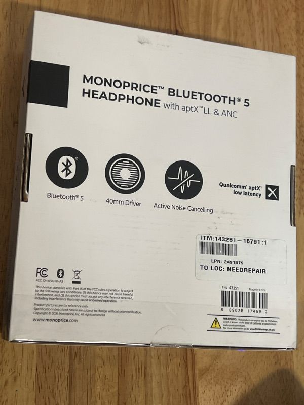 Photo 3 of Monoprice Bluetooth Headphones with Active Noise Cancelling, 20H Playback/Talk Time, with The AAC, SBC, Qualcomm aptX, and Qualcomm aptX Low Latency Audio codecs