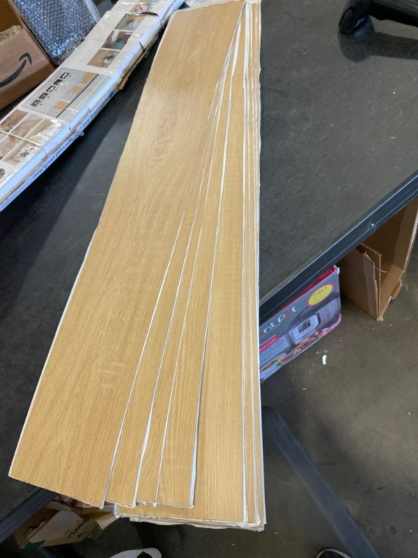 Photo 2 of Art3d Peel and Stick Floor Tile Vinyl Wood Plank 12-Pack 18 Sq.Ft, Aspen Yellow, Rigid Surface Hard Core Easy DIY Self-Adhesive Flooring NEW