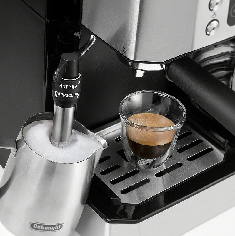 Photo 4 of De'Longhi All-in-One Combination Coffee Maker & Espresso Machine + Advanced Adjustable Milk Frother for Cappuccino & Latte + Glass Coffee Pot 10-Cup, COM532M