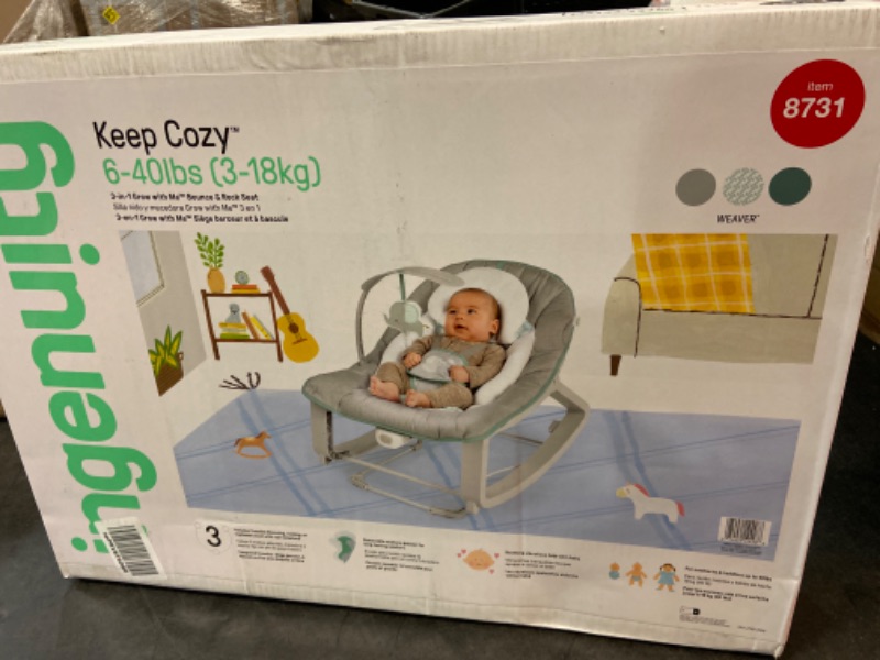 Photo 2 of Ingenuity Keep Cozy 3-in-1 Grow with Me Baby Bouncer, Rocker &#38; Toddler Seat - Weaver