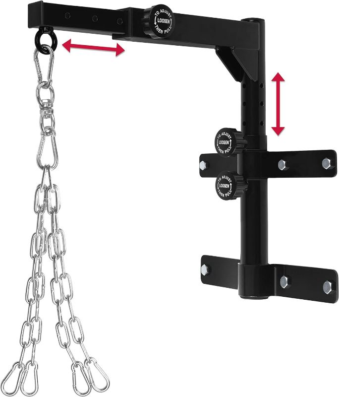 Photo 1 of Logest Wall Mount Adjustable Heavy Bag Hanger with Chain - Heavy Duty Steel Punching Bag Hanger Bracket - Supports up to 300lbs Rotates 360° Heavy Bag Mount Stand Use for Boxing Muay Thai MMA & More