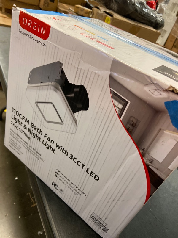 Photo 3 of OREiN Bathroom Exhaust Fan with Light, 110 CFM 2.0 Sones, 27W Bathroom Fan with Light for Home, 1500lm LED Light 3000K/4000K/5000K Selectable & Nightlight, FCC/ETL Listed, Bathroom Fan Light Combo