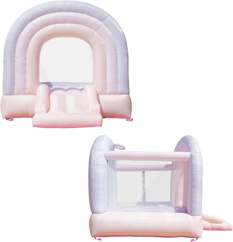 Photo 1 of Bounceland Daydreamer Cotton Candy Bounce House, Pastel Bouncer with Slide, 8.9 ft L x 7.2 ft W x 6.7 ft H, UL Blower Included, Basketball Hoop, 30 Pastel Plastic Balls, Trendy Bouncer for Kids