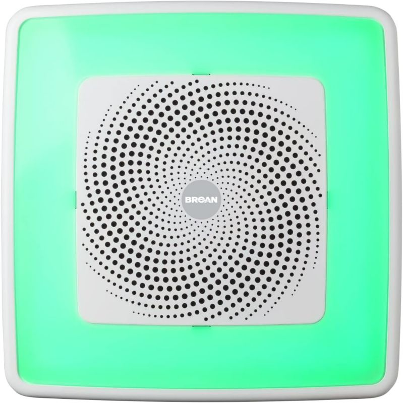 Photo 1 of Broan-NuTone SPK110RGBL ChromaComfort Bathroom Exhaust Fan with Sensonic Bluetooth Speaker and LED Light, White
