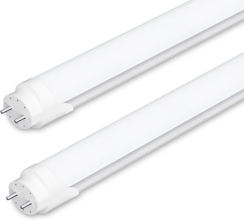 Photo 1 of SHINESTAR 2-Pack 4FT LED Bulbs, 18W 5000K Daylight, T8 T10 T12 Fluorescent Light Bulbs 48 inch Replacement, Type B Ballast Bypass, Dual-end, 2 pin G13 Base, Frosted Cover
