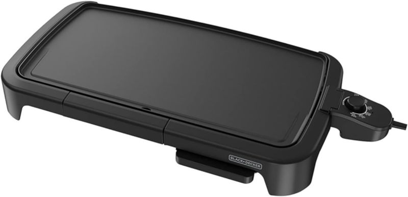 Photo 1 of BLACK+DECKER 8-Serving Electric Griddle, GD2051B, Non-Stick Cooking Surface, Warming Tray, Removable Drip Tray, Family Sized
