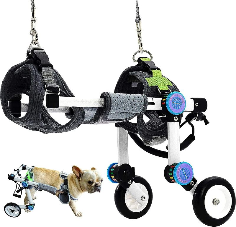 Photo 1 of Adjustable Dog Wheelchair,Fordable Dog Wheelchair for Back Legs,Assist Small Pets with Paralyzed Hind Limbs to Recover Their Mobility Two Colour 5-Size (XS White)
