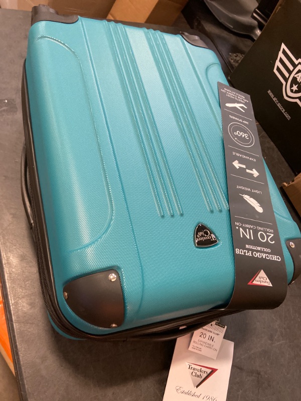 Photo 2 of Travelers Club Chicago Hardside Expandable Spinner Luggages, Teal, 20" Carry-On

