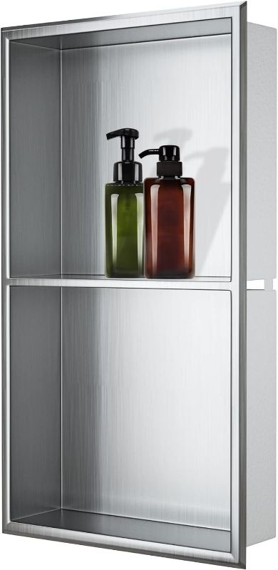Photo 1 of Jolitac Stainless Steel Shower Niche Inwall 12" X 24", Double Placed Tiers Bathroom Storage Shelf Niche Perfect for Shampoo and Soap Storage
