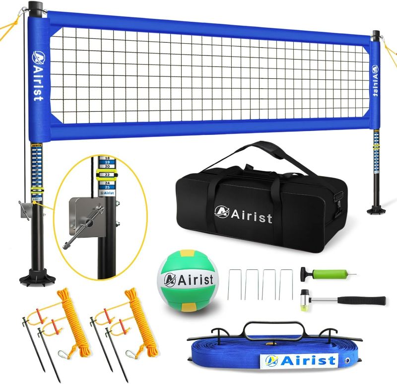 Photo 1 of Heavy Duty Volleyball Net Outdoor with Steel Anti-Sag System, Adjustable Aluminum Poles, Professional Volleyball Nets Set for Backyard and Beach, Volleyball and Carrying Bag
