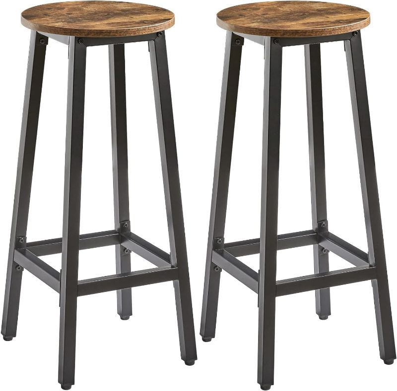 Photo 1 of IBUYKE Set of 2 Bar Stools, Bar Chairs with Footrest, 27.56-Inch High Seat, Backless Dining Counter Stools, Industrial Kitchen Breakfast Stools, for Dining Room Kitchen Counter Bar TMJ510H
