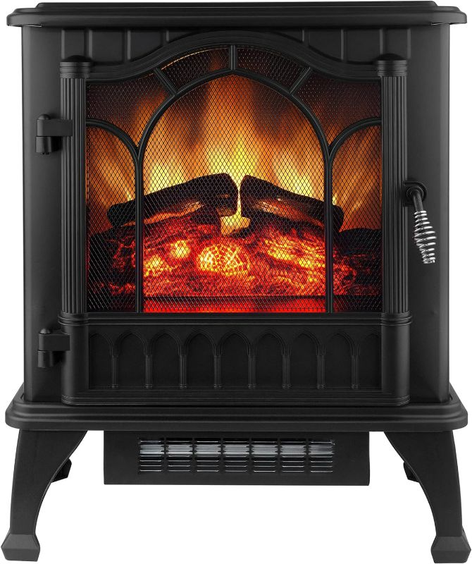 Photo 1 of Electric Fireplace Heater, 25" Freestanding Space Heater Fireplace Stove with 3D Realistic Flame, 1500W Portable Electric Heater for Indoor Use, Thermostat, Overheating Protection - Black

