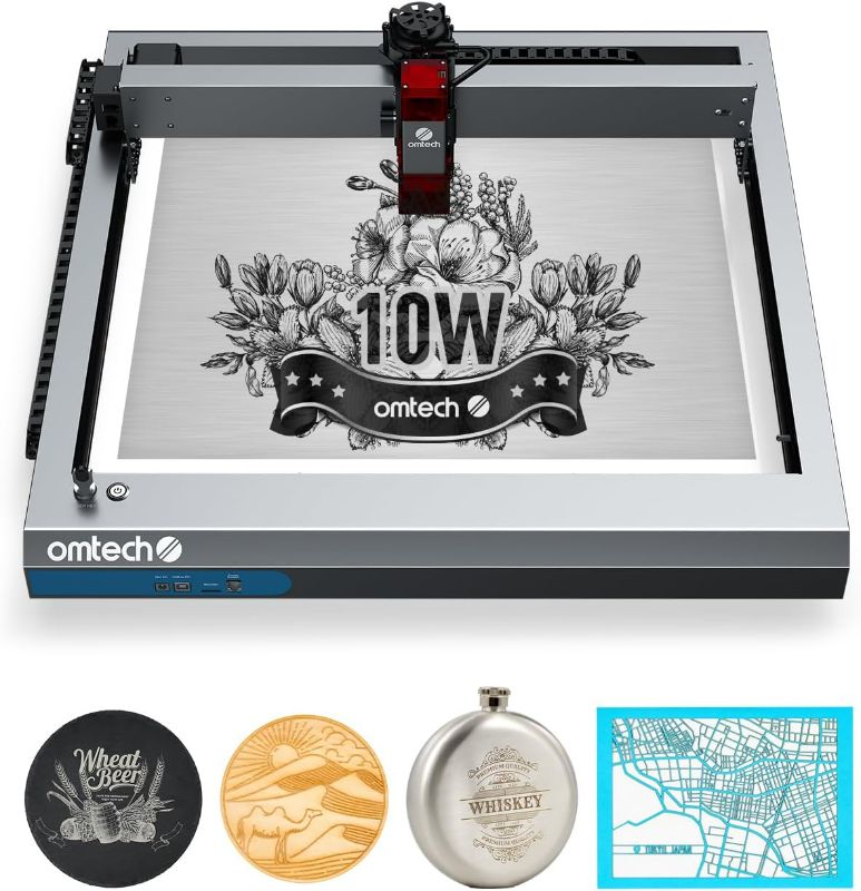 Photo 1 of OMTech Light B10 Laser Engraver, 10W Output Diode Laser Module with Air Assist, Desktop Wood Laser Cutter Metal Engraver Machine, Ultra Fast & Precise Mini Laser Engraving Machine for Home Office DIY
