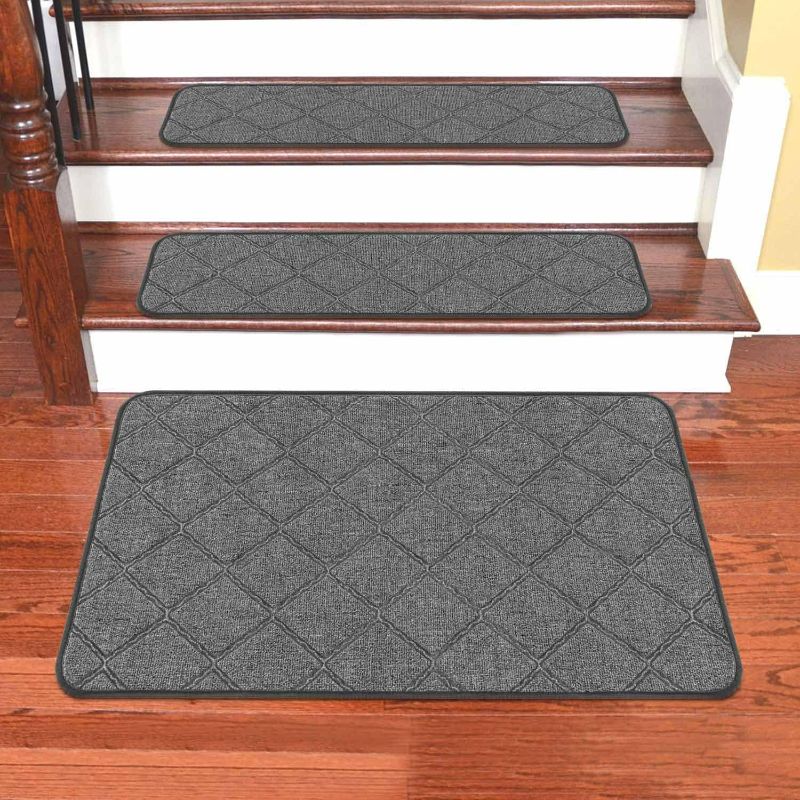 Photo 1 of Seloom Upgraded 24X 36 Non Slip Stair Treads Door Mat for Wooden Steps Indoor,Non-Skid Stair Rug Carpet with Slip Resistant Back,1-Pack,Grey
