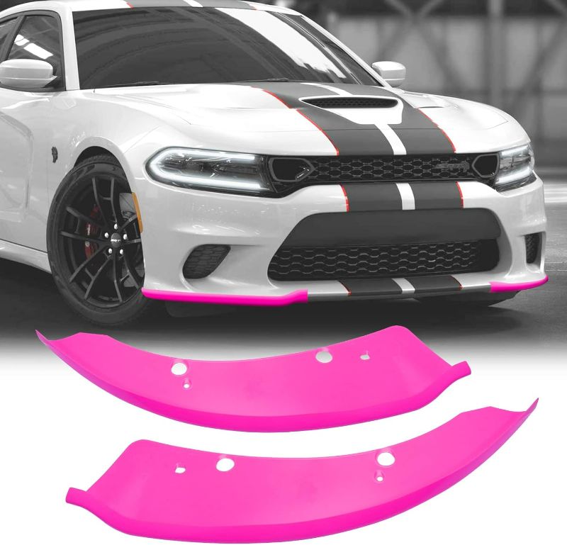 Photo 1 of Front Bumper Lip Splitter Protector Compatible with Dodge Charger SRT Hellcat/SRT 392 / Scat Pack/RT Scat Pack/GT/RT 2015-2021, Pink
