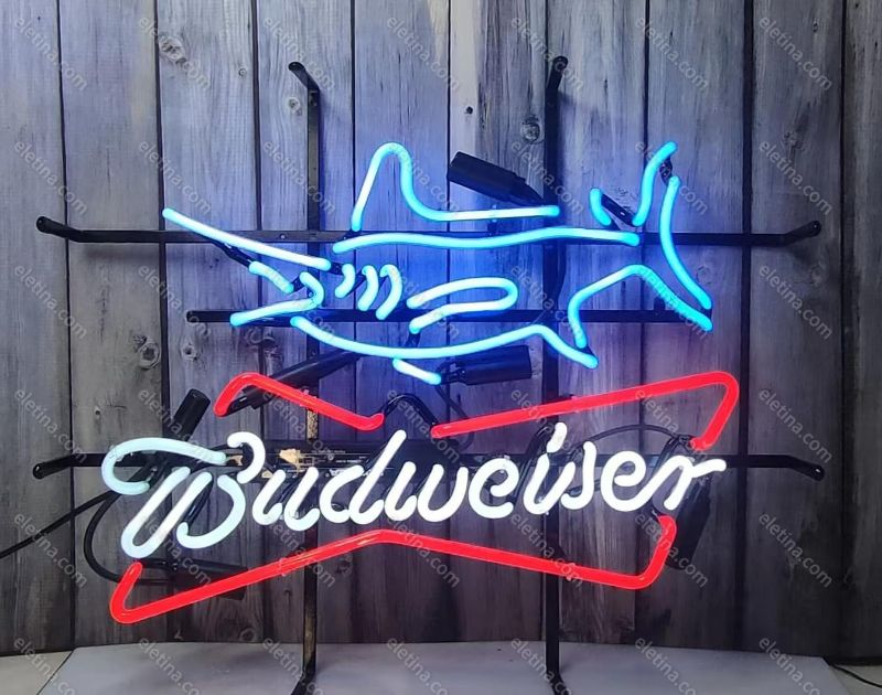 Photo 1 of Real Neon Glass Tubes Sign Fish BudweiserSS Light Why Symbols Wall Sign Window Lamp Enseigne Lumineuse Decorate Home Handmade Tube Neon Signs For
