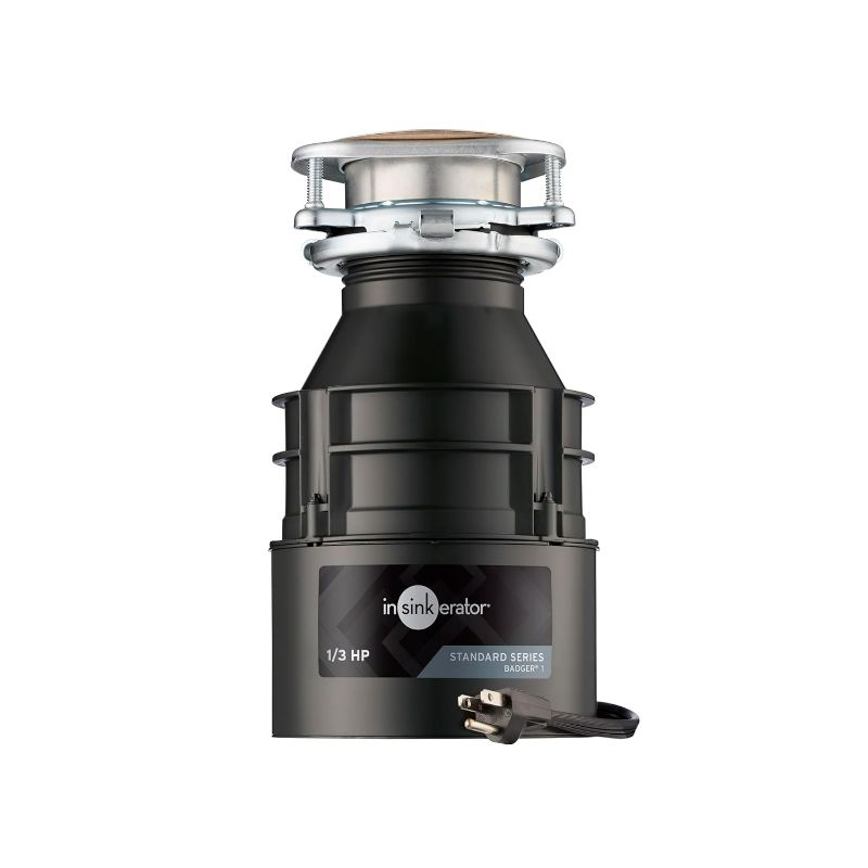 Photo 1 of InSinkErator Garbage Disposal with Power Cord, Badger 1, Standard Series, 1/3 HP Continuous Feed, Black