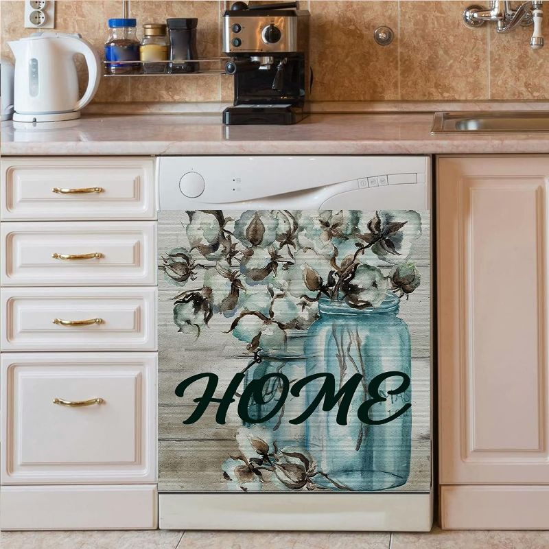 Photo 1 of Pastoral Style Dishwasher Magnet Cover,Home Kitchen Decoration,Rustic Idyllic Style Sticker Decorative Refrigerator,Vase Flower Magnetic Decals Sheet 23 W x 26 H Inch