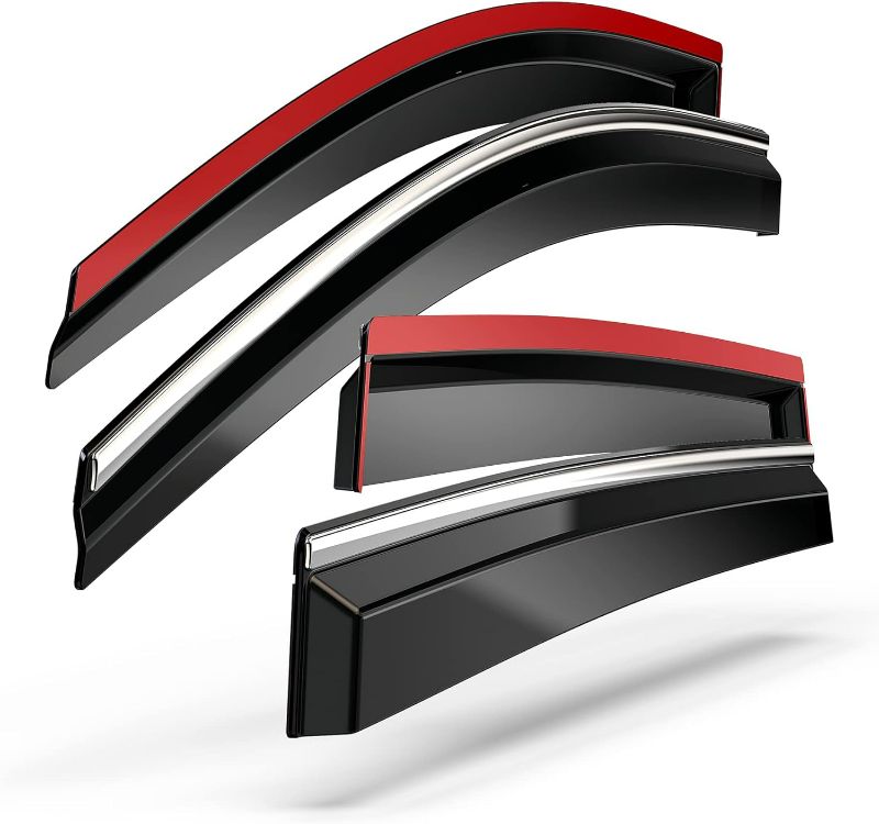 Photo 1 of MZS Tape-on Rain Guards, Durable Window Visors Window Deflectors Vent Shades - Black-Silver 4pcs W0234708