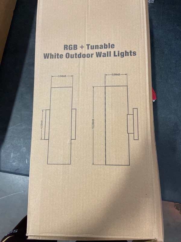 Photo 2 of rosykite Exterior Double Up Down Outdoor Wall Lights,Mi.Light Remote Control RGB Color Changing 1000lm Warm White 3000k RGBW Cylinder Outdoor Wall Light,Smart LED Exterior Lighting (4 Pack)