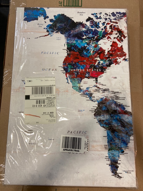 Photo 1 of World Map 3 Panel Canvas Set 
