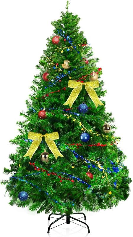 Photo 1 of 6FT Christmas Tree, Artificial Christmas Trees Quick Assembly Suitable for Family Interaction, Recyclable and Environmentally Friendly árbol de Navidad