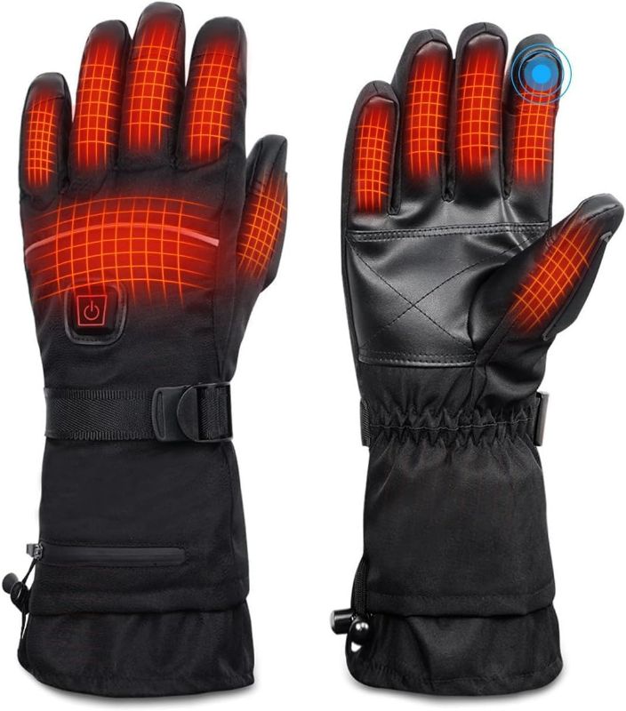 Photo 1 of MRAWARM Rechargeable Heated Gloves, 5000 mAh Battery Heated Gloves, Upgrade Waterproof Electric Heating Gloves, Heated Gloves for Men with Touchscreen for Riding Skiing Skating Hiking Hunting