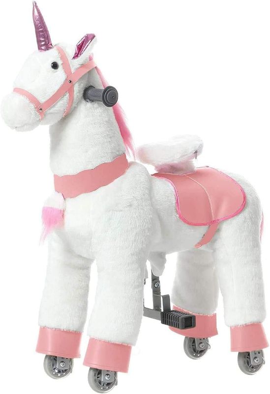 Photo 1 of PONYEEHAW Walking Horse Ride On Toy Plush Animal Pink Unicorn Small Size for Ages 3-6 Years