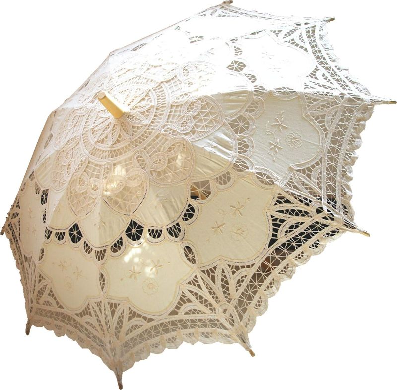 Photo 1 of AEAOA Handmade Ivory Lace Parasol Umbrella Wedding Bridal 30 Inch Adult Size