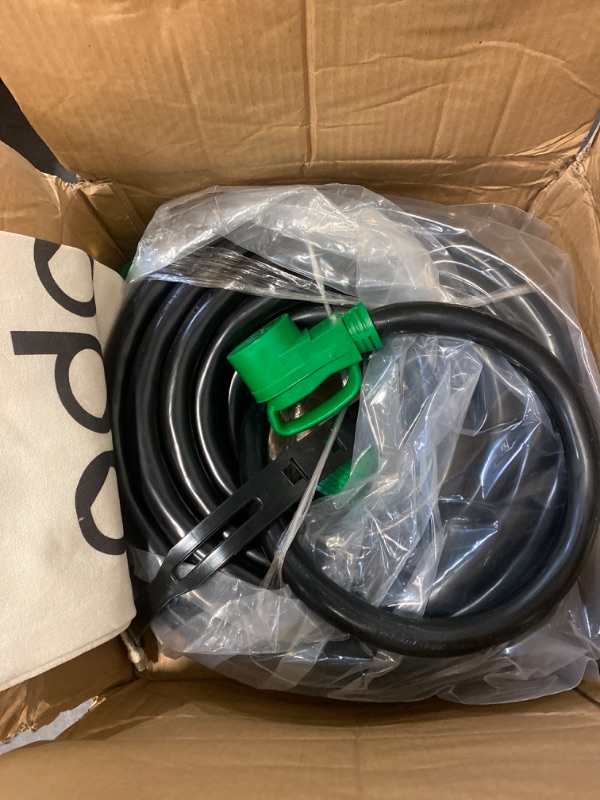 Photo 2 of addlon 50 Amp 50 Feet RV/EV Extension Cord with Adapter 30M/50F, Heavy Duty 6/3+8/1 STW AWG Gauge 4 Prong Power Cord, NEMA 14-50P to 14-50R, Tesla Model 3-S-X-Y,Black-Green, ETL Listed
