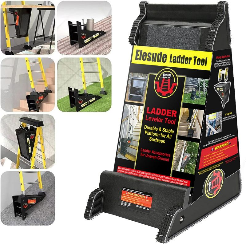 Photo 1 of Ladder Leveler,Pitch Hopper, Ladder Stabilizer, Stair Ladder with Storage, Ladder Leveling Tool,Ladder Jacks,Easy to Use,Stable Platform for All Surfaces,Extension Ladder Accessories for Uneven Ground
