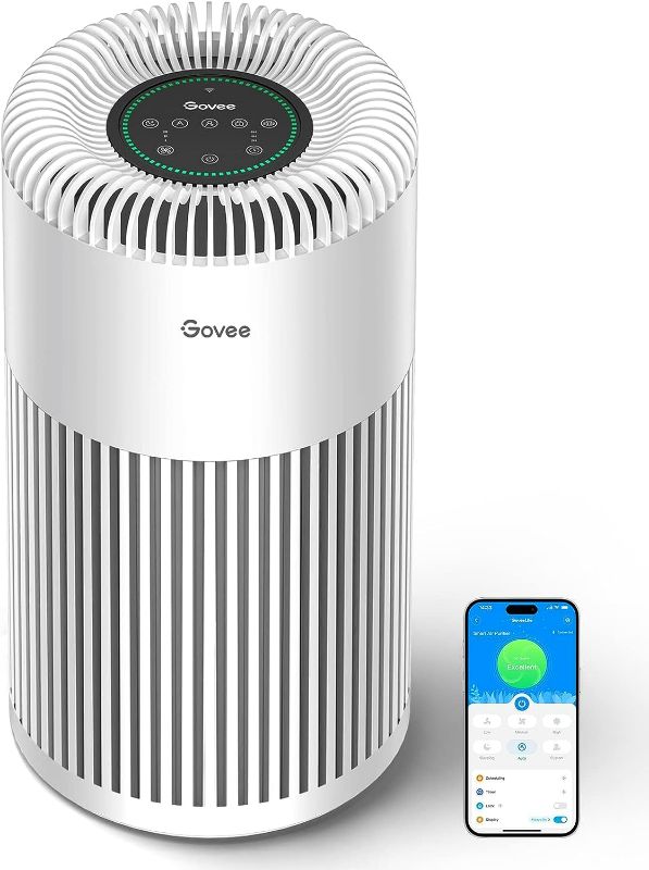 Photo 1 of Govee Air Purifiers for Home Large Room Up to 1837 Sq.Ft, WiFi Smart Air Purifier with PM2.5 Monitor for Wildfire, H13 True HEPA Air Purifier for 99.97% Smoke, Pet Hair, Odors, 24dB Large Air Purifier
