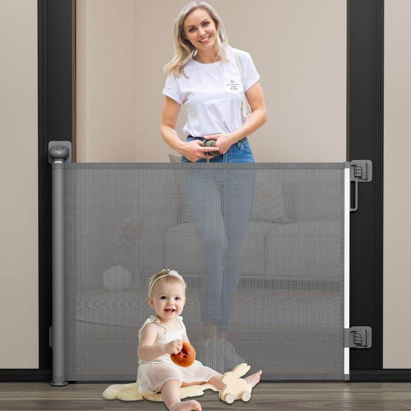 Photo 1 of Babepai Baby Gate for Stairs ?? ?????, Punch Free Retractable Baby Gates Extends to 54" Wide 34" Tall, Reractable Dog Gate for Doorways, Stair Gate for Outdoor, Indoor, Hallways, Deck, Porch
