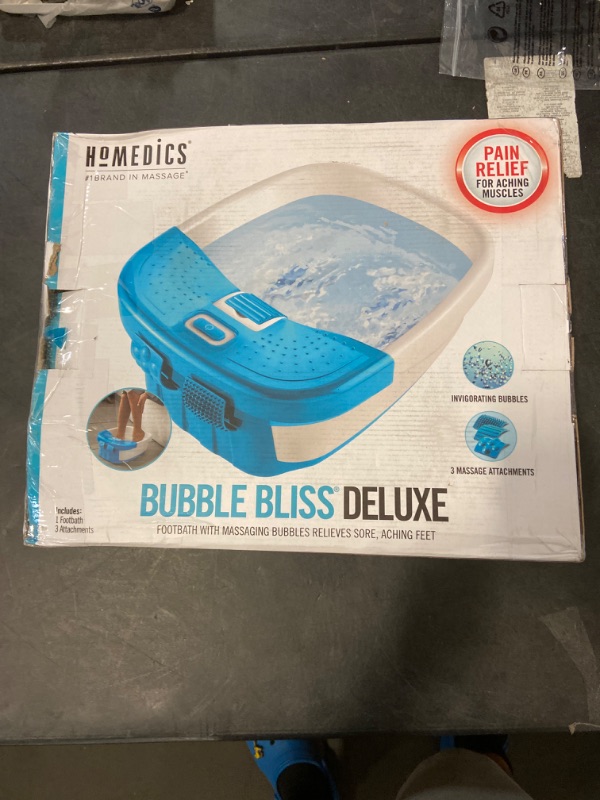 Photo 3 of Homedics Bubble Bliss Deluxe Foot Spa with Heat | Massaging Arch, 3 Acupressure Attachments, Splash Guard, Raised Nodes | Creates Bubbles, Improves Circulation, Soothe Tired Muscles, Built-In Storage
