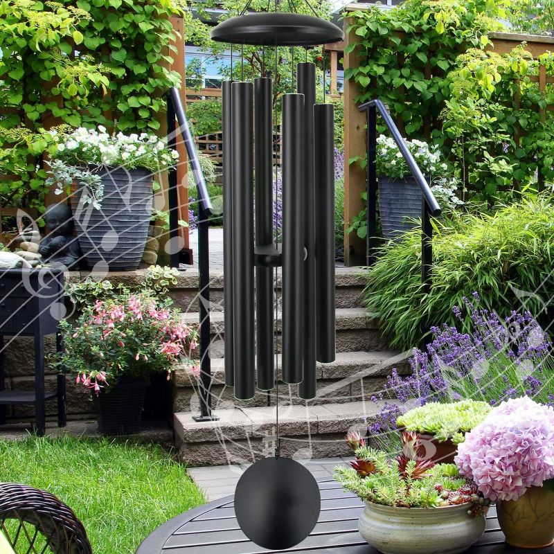 Photo 1 of ASTARIN 45 in Memorial Wind Chimes Large with 6 Heavy Tubes, Large Deep Tone Wind Chimes Outdoor for Garden Hanging Décor,Sympathy Gifts. Black
