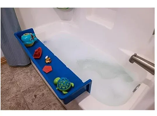 Photo 1 of Tub Topper® Bathtub Splash Guard Play Shelf Area -Toy Tray Caddy Holder Storage -Suction Cups Attach to Bath Tub -No Mess Water Spill in Bathroom -Fun for Toddlers Kids Baby
