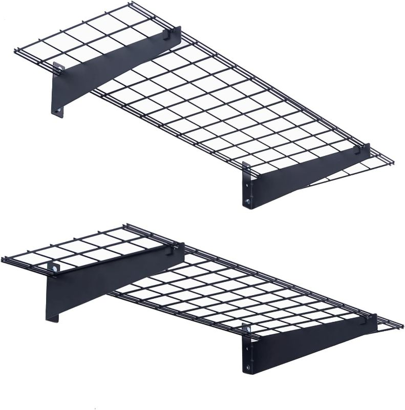 Photo 1 of Wallmaster 2-Pack 15x45 Heavy Duty Garage Wall Shelving 45-inch-by-15-inch Wall Mount Garage Storage Rack Floating Shelves Max Load 400lb Black
