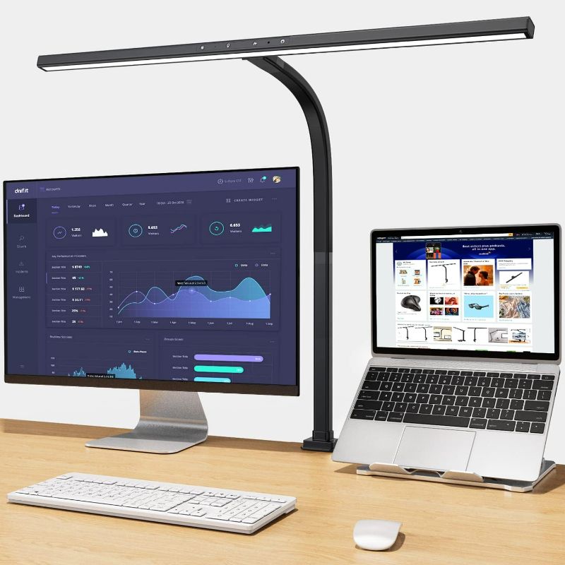 Photo 1 of EppieBasic LED Desk Lamp,Architect Clamp Desk Lamps for Home Office,24W Brightest Led Workbench Office Lighting-6 Color Modes and Stepless Dimming Modern Desk Lamp for Monitor Studio Reading
