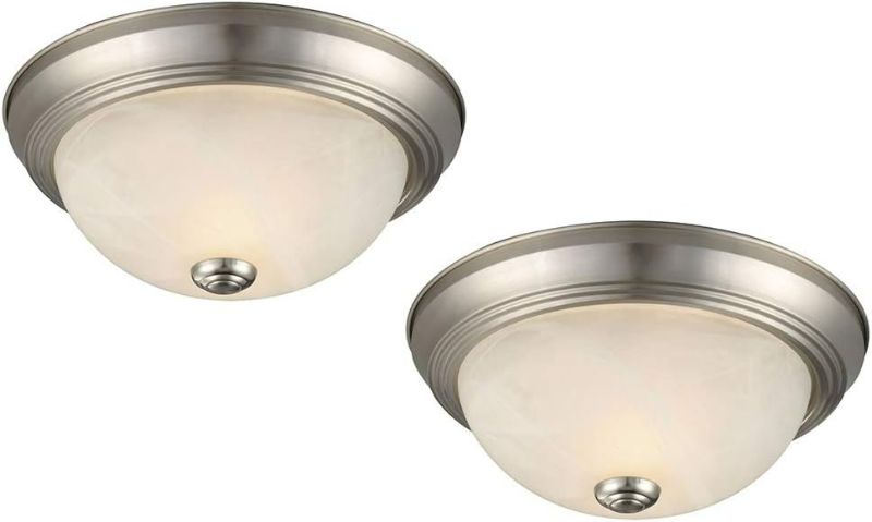 Photo 1 of Design House 587527 Traditional 2-Light Indoor Dimmable Ceiling Light with Alabaster Glass for Bedroom Hallway Kitchen Dining Room, Satin Nickel 11-Inch, 2 Count (Pack of 1)
