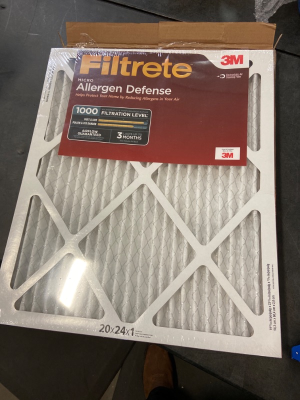 Photo 2 of Filtrete 20x24x1 Air Filter, MPR 1000, MERV 11, Micro Allergen Defense 3-Month Pleated 1-Inch Air Filters, 2 Filters
