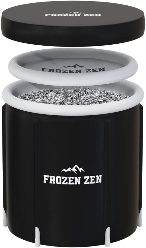 Photo 1 of Frozen Zen Ice Bath Tub For Athletes with Lid, 105 Gallons Portable Ice Bath, Outdoor Cold Plunge Tub, Large Inflatable Ice Bath, Cold Water Therapy Training (1, white/black)
