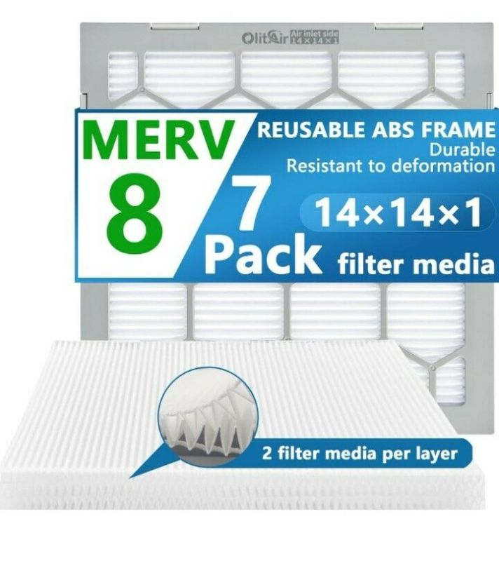 Photo 1 of OlitAir 14×14×1 MERV 8 Air Reusable ABS Frame Air Filter 7Pk For AC & Furnace
