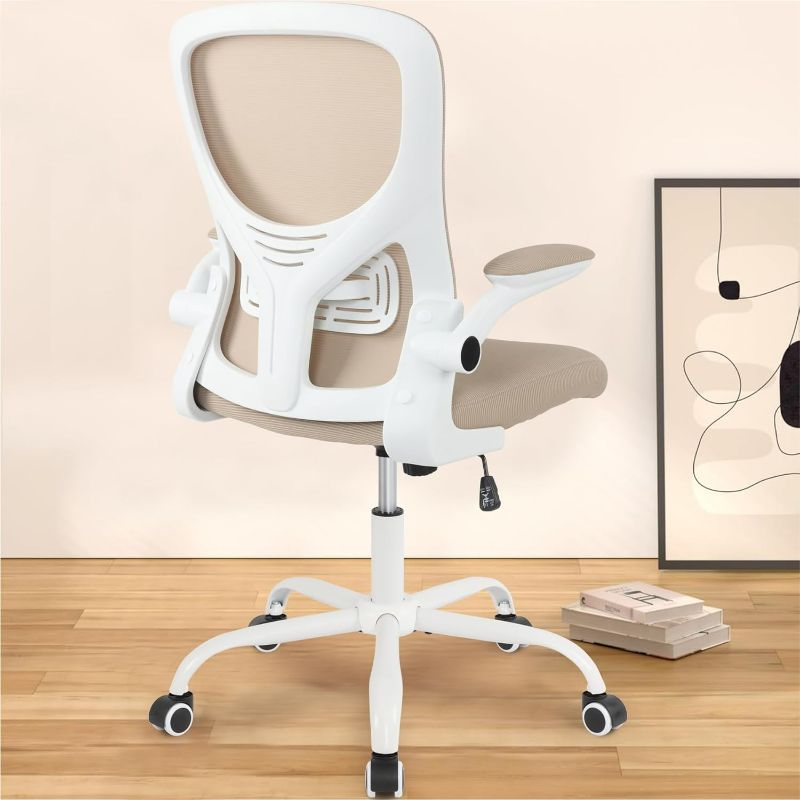 Photo 1 of Hyrestii Home Office Chair Ergonomic Desk Chair with Lumbar Support, Breathable Mid-Back Comfortable Mesh Computer Chair with PU Silent Wheels, Flip-up Armrests, Tilt Function
