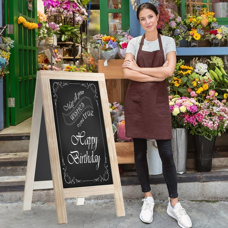 Photo 1 of DAHAPYBOO Sandwich Board 40"x20" Solid Pine Wood Rustic White,Chalk Board Sign Board,Sandwich Board Signs Outdoor, Chalkboard Easel,A Frame Chalkboard Sign,Menu Chalkboard
